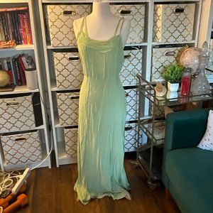 Fashion Women's Classic Bias Cut Maxi Slip Dress Sleeveless Green 1930s